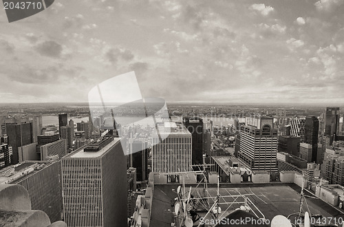 Image of New York City - Manhattan skyline at winter sunset