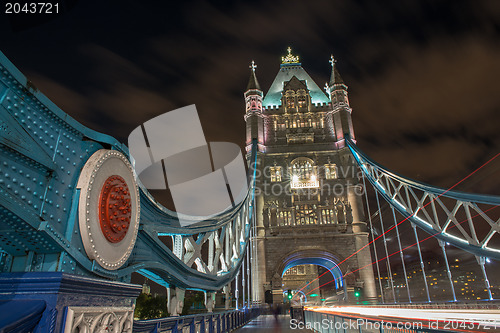 Image of Tower Bridge architectural detail at Night - London