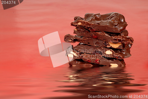 Image of Chocolate cashew and dried cherry bark in water