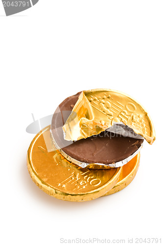 Image of euro currency . chocolate coins