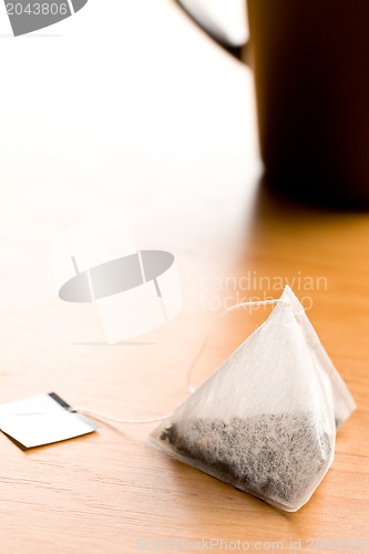 Image of tea bag on table