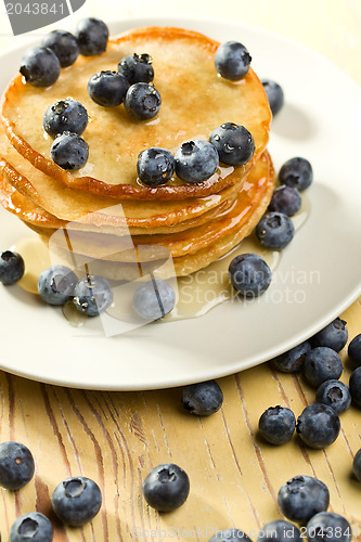 Image of tasty pancakes with blueberries