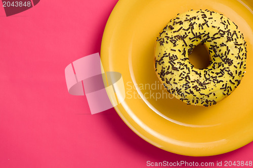 Image of sweet doughnut on plate