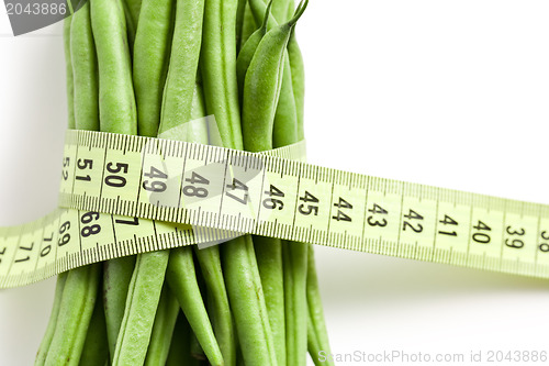 Image of bean pods with measuring tape