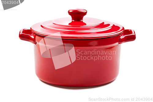 Image of red pot with cover