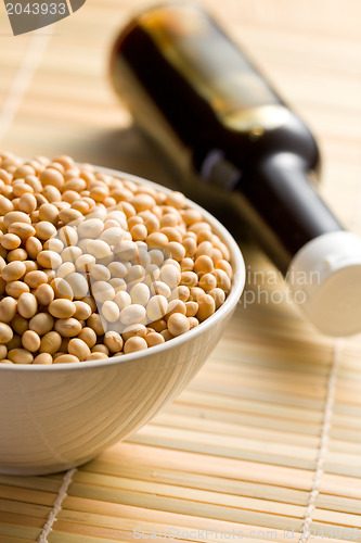 Image of soy sauce and soy beans