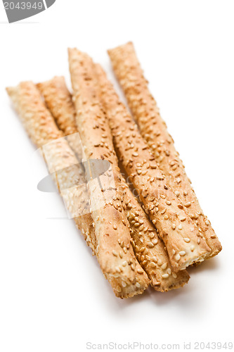 Image of grissini sticks with sesame seeds