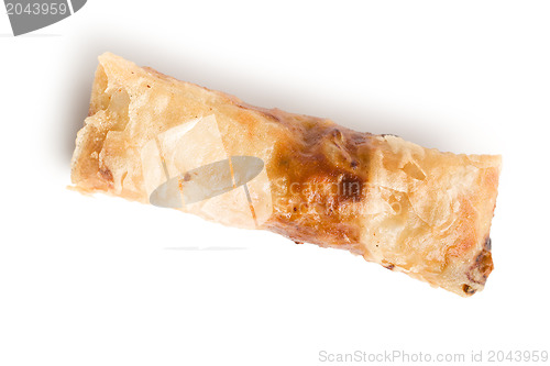 Image of spring rolls on white background