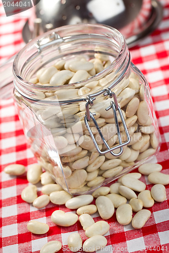 Image of white beans in glass jar