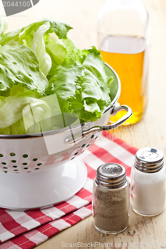 Image of green lettuce in colander