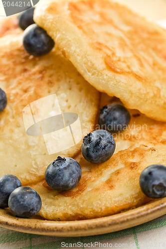 Image of tasty pancakes with blueberries