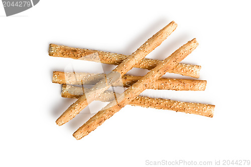 Image of grissini sticks with sesame seeds