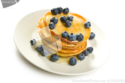 Image of tasty pancakes with blueberries