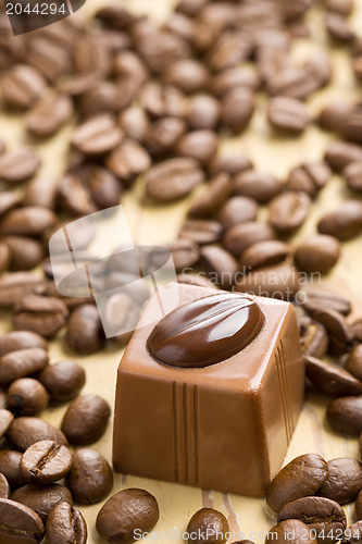 Image of chocolate praline and coffee beans