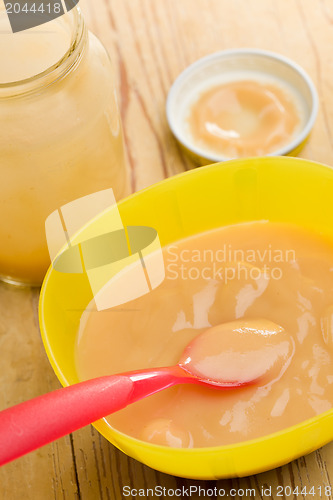 Image of baby food in plastic bowl