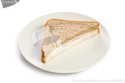 Image of ham sandwich on plate