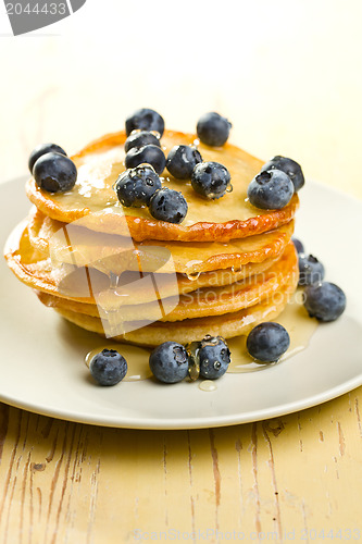 Image of tasty pancakes with blueberries