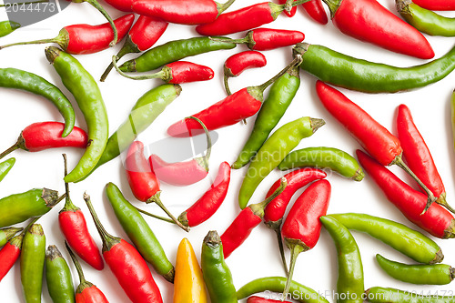 Image of red and green hot peppers