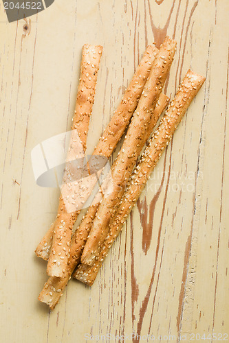 Image of grissini sticks with sesame seeds