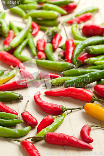 Image of red and green hot peppers