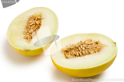 Image of honeydew melon on white background
