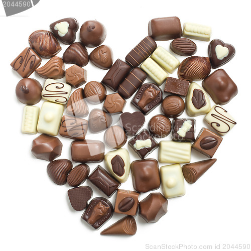 Image of chocolate pralines heart