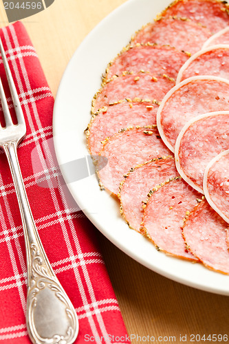 Image of slices of fresh salami