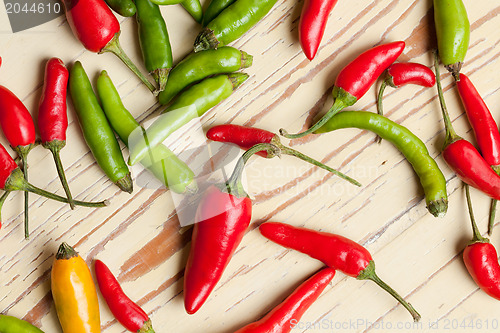 Image of red and green hot peppers