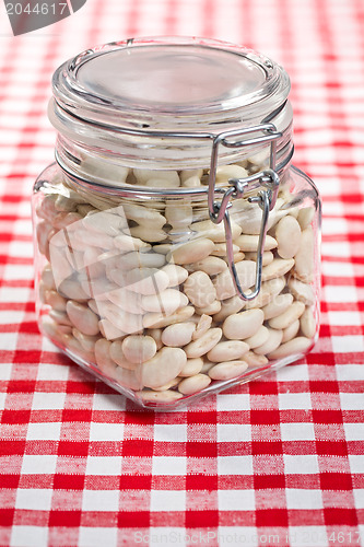 Image of white beans in glass jar