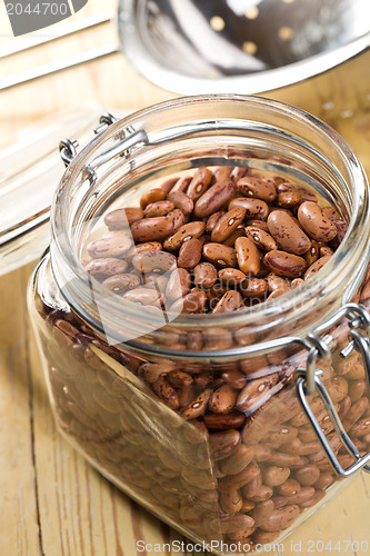 Image of red beans in glass jar