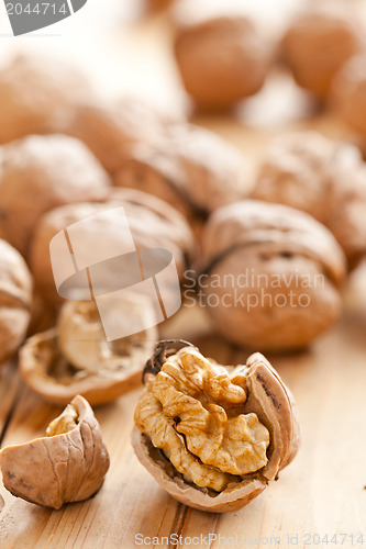 Image of walnuts on wooden table