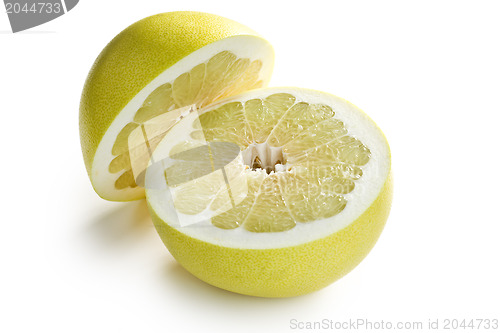 Image of two halves of pomelo fruit