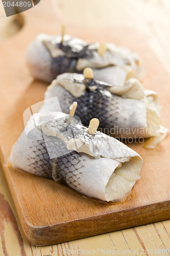 Image of rollmops on kitchen table