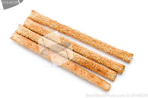 Image of grissini sticks with sesame seeds