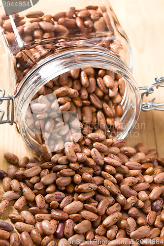 Image of red beans in glass jar