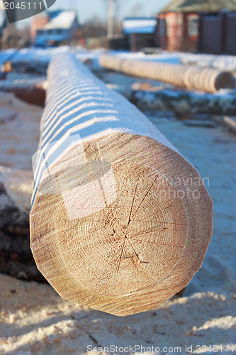 Image of Log at a construction site in winter