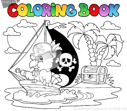 Image of Coloring book pirate parrot theme 2