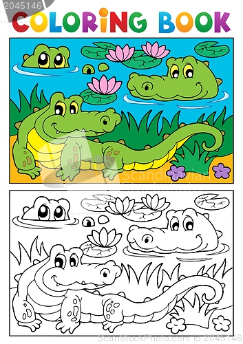Image of Coloring book crocodile image 2