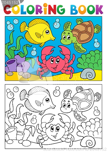 Image of Coloring book with marine animals 5