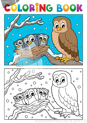 Image of Coloring book owl theme 1
