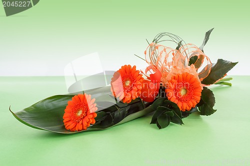 Image of fresh bouquet from orange gerbers