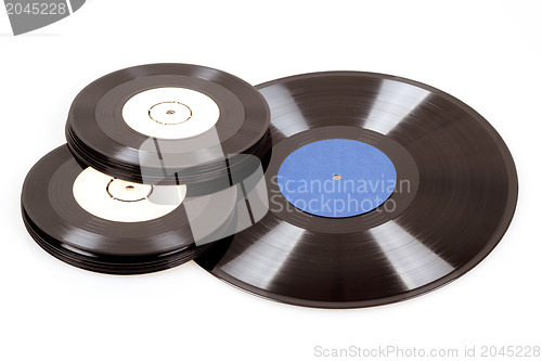 Image of black vinyl records isolated on white 
