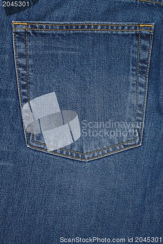 Image of A denium blue jean pocket shot up close