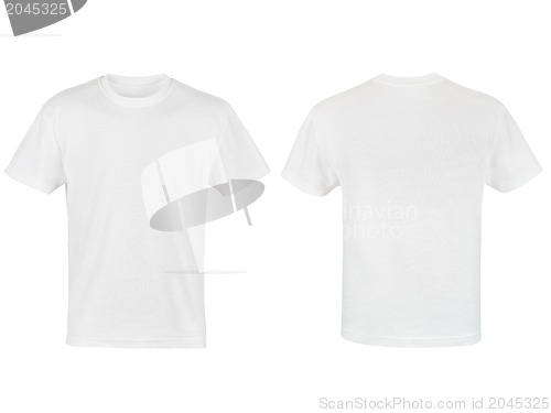 Image of two white T-shirt isolated on white background