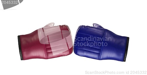 Image of Boxing gloves on a white background close up