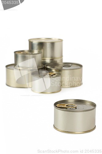 Image of Tin cans isolated on white