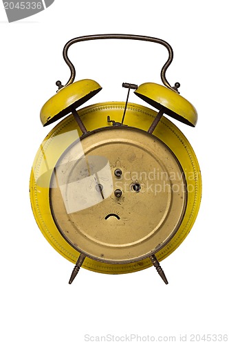 Image of back of an old alarm clock