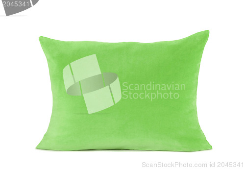 Image of bright green pillow isolated on white