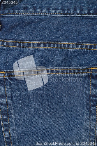 Image of A denium blue jean pocket shot up close