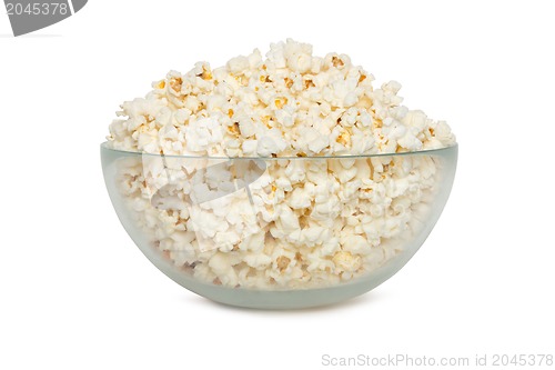 Image of Delicious popcorn in bowl over white background